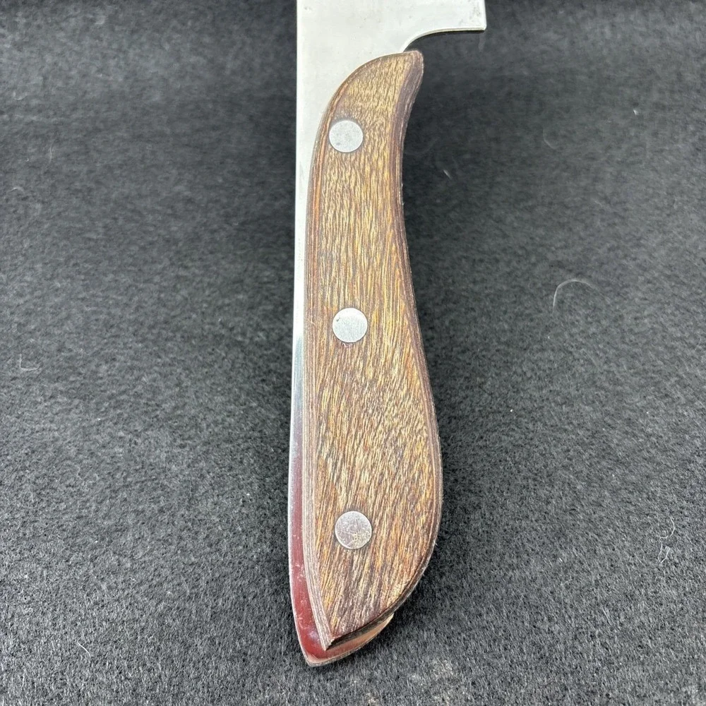 Vintage Full Extended Tang Chef's Knife‎ Japan Stainless Steel Wood Handle 14in
